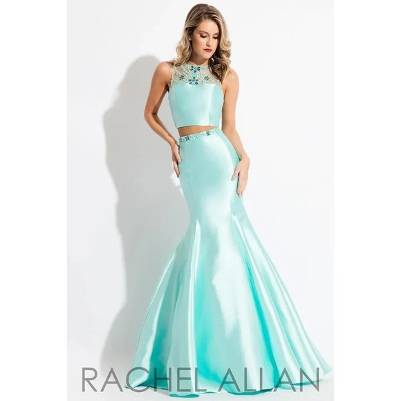 NWT Rachel Allan Mint Two Piece Formal Gown $398 - Picture 1 of 12